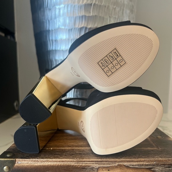 MICHAEL Michael Kors Porter Ankle Strap Block Heel Sandals in Black - Picture 8 of 12